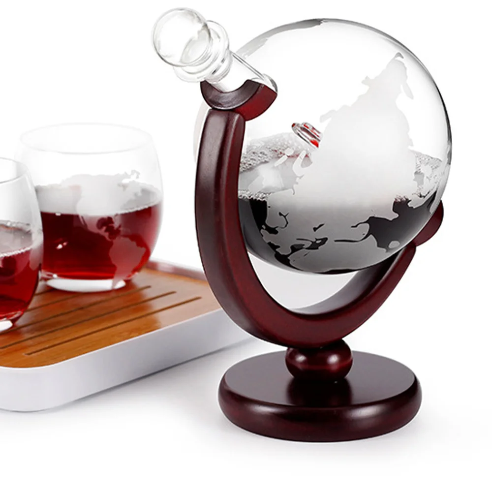 850 мл мини Глобус стеклянный виски аэратор для вина Графин бутылка с держателем