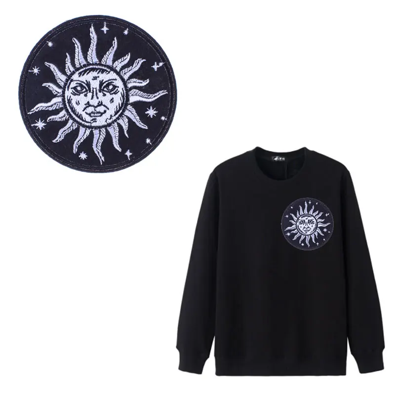 

Round Badge Embroidery Patch Iron on Patches for Clothing Heat Transfer Stripes Badge Sew on Sticker on Clothes for Applique DIY