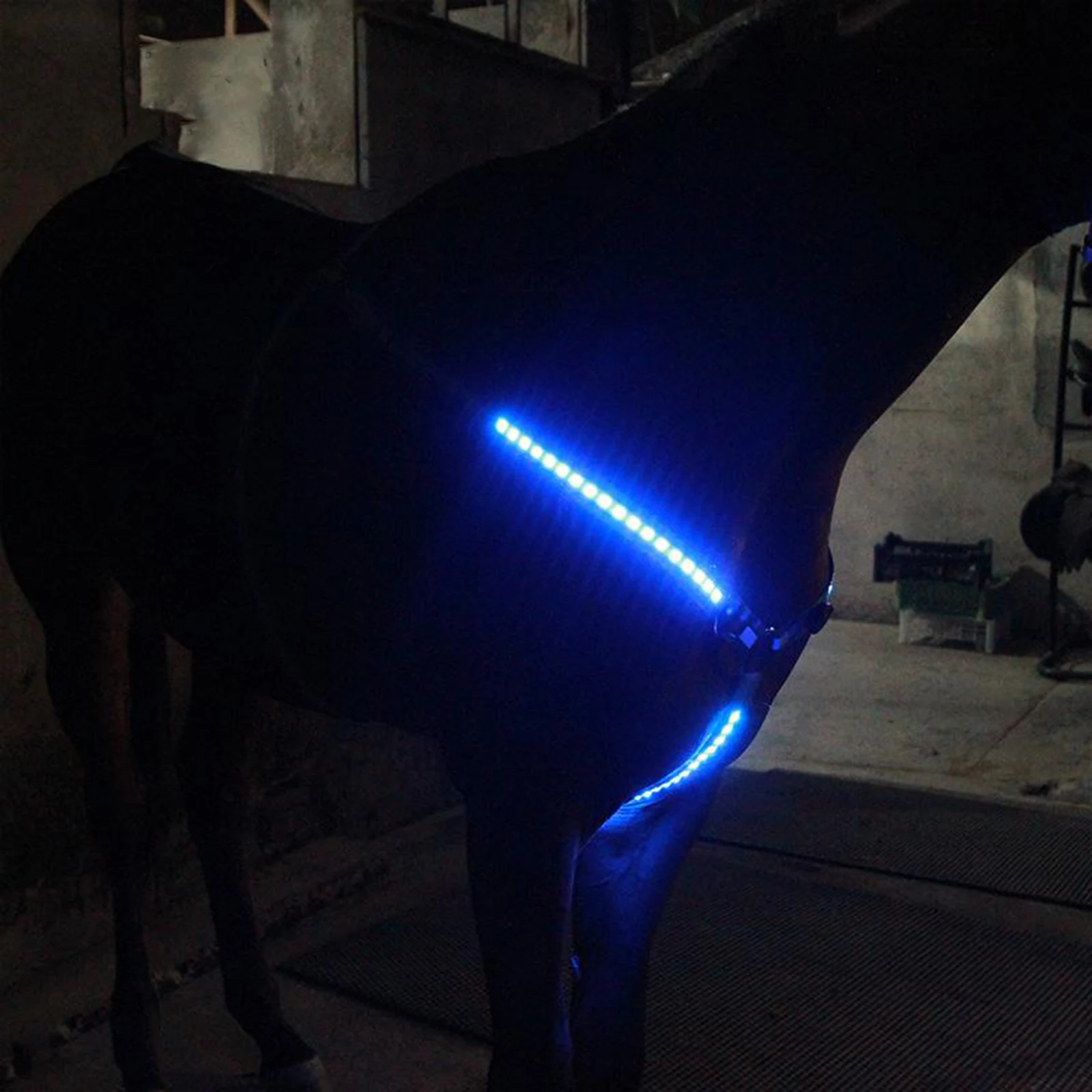 LED Horse Harness Collar Breastplate Adjustable Chest Strap Halter Bridle Reflective High Visible Safety Bridle Strap Band