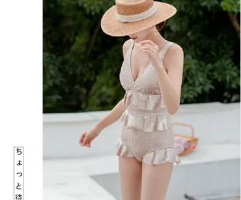 

Swimsuits Closed Lady Beach Swimsuit 2019 Swimwear Large Size One Piece Block Korea Ins Web Pleuche Bubble Hot Bathing Suit