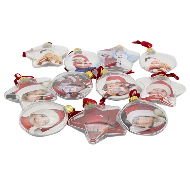 Рождественские прозрачные пластиковые фото пятизвездочные елочные украшения шары X-mas елочные игрушки для дома Diy вечерние подарки для детей