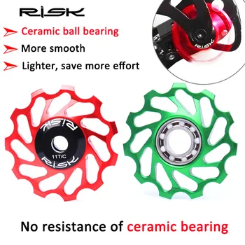 

RISK 9.3g 11T Ceramic Ball Bearing for Bicycle Rear Derailleur Jockey Wheel MTB Road Bike Super Smooth Guide Pulley 8/9/10 Speed