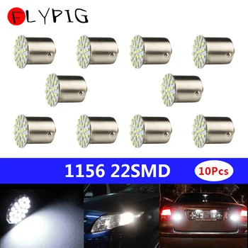 

10Pcs White 1156 BA15S P21W 22-LED Car RV Turn Tail Reverse Signal Light Bulb D10