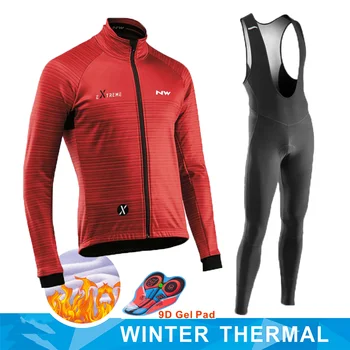 

Warm cycling suit 2020 winter warm wool Jersey men's outdoor riding Jersey suit mountain bike clothing bib pants suit