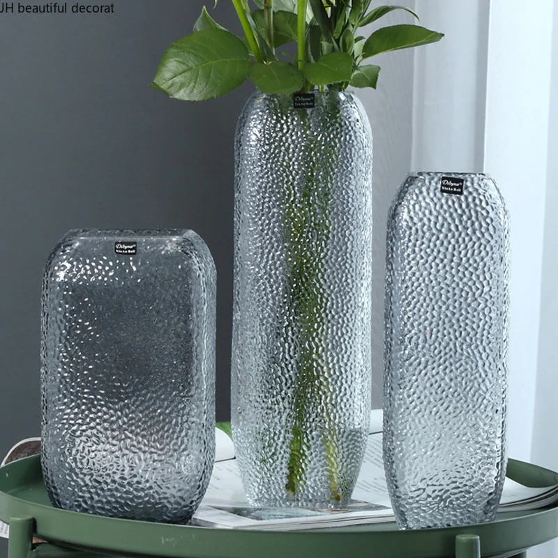 

European Style Simple Color Transparent Glass Vase Hydroponic Rose Vase Living Room Decoration Flower Arrangement Ornaments