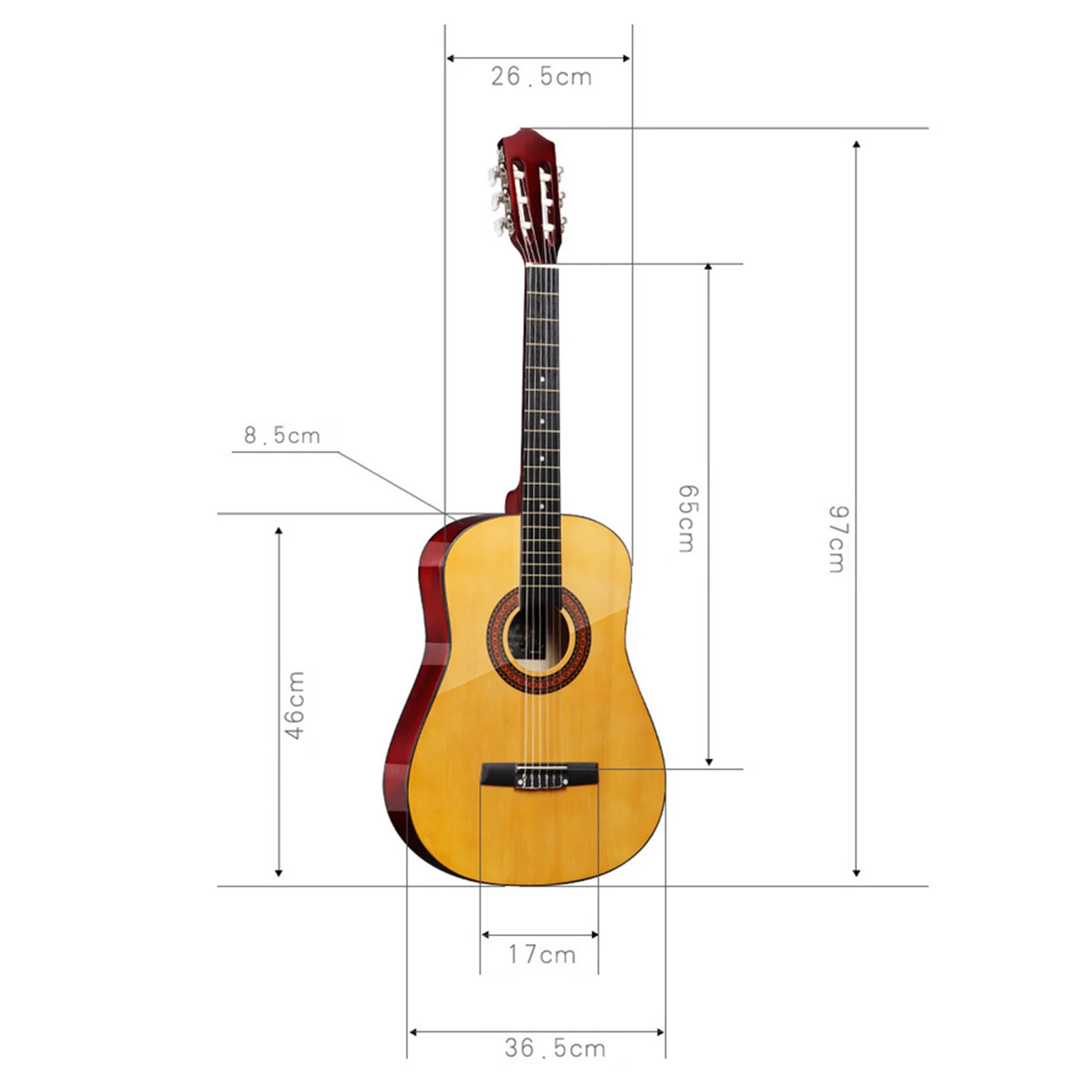 38 ''klasik akustik gitar 38 inç 6 dizeleri akustik gitar ahşap gitar  öğrenciler için yeni başlayanlar (ahşap) - AliExpress