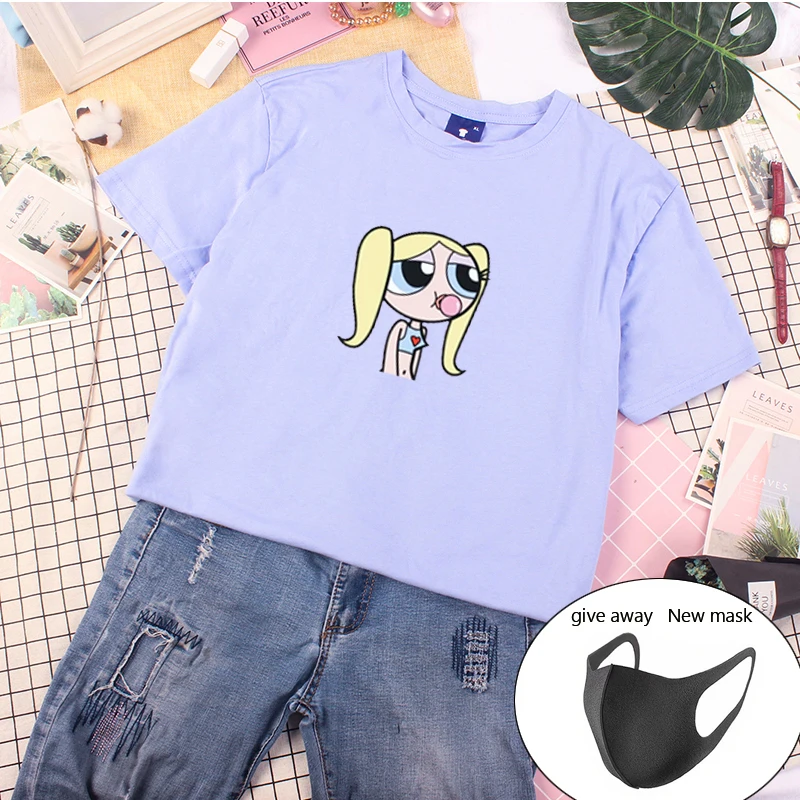 Новинка 2020 года; Kawaii; хлопковая Футболка с буфами; модная женская одежда в стиле Харадзюку для девочек Новинка 2020 года; Kawaii; хлопковая Футболка с буфами; модная женская одежда в стиле Харадзюку для девочек