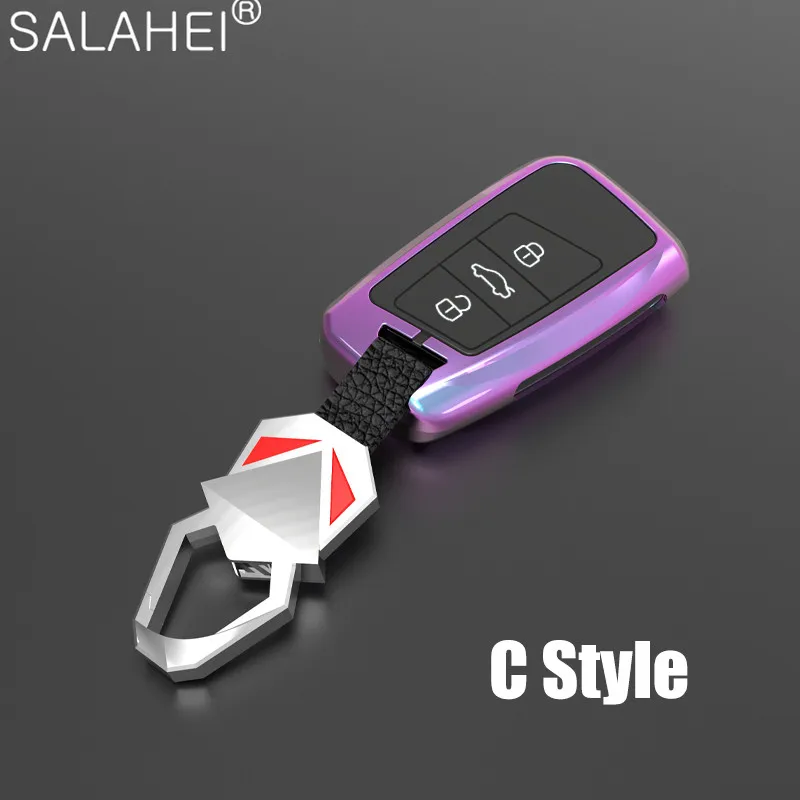 

Zinc Alloy+silica Gel Protection Car Key Case Auto Remote Key Cover Shell For Volkswagen VW 2016 2017 Passat B8 Skoda Superb A7