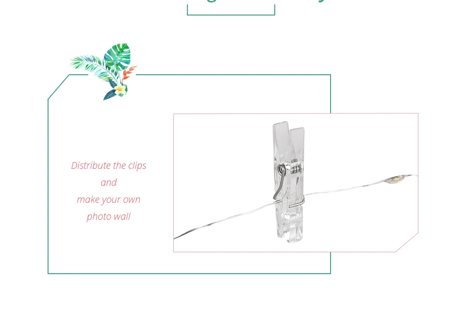 USB светодиодный гирлянда с зажимом для фотографий, гирлянда 2 м/5 м/10 м, Рождественское украшение на батарейках, вечерние, свадебные, праздничные лампы