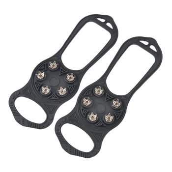 

1 Pair Wear-resistant Universal 5 Teeth Non Slip Safe Snow Ice Gripper Skiing Outdoor Hiking Climbing Walking Crampons