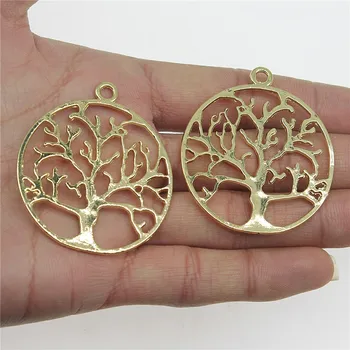 

WYSIWYG 1pcs Charms Life Tree High Quality KC Gold Color 43x49mm For Earring Making Metal Alloy Jewelry DIY Accessories