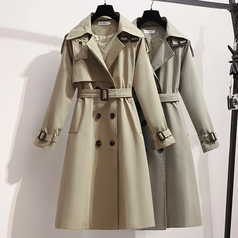 

Winter Long Coat Women Turn-down Collar Trench Coats Stylish Double Breasted Sashes Oversized Female Windbreaker Autumn