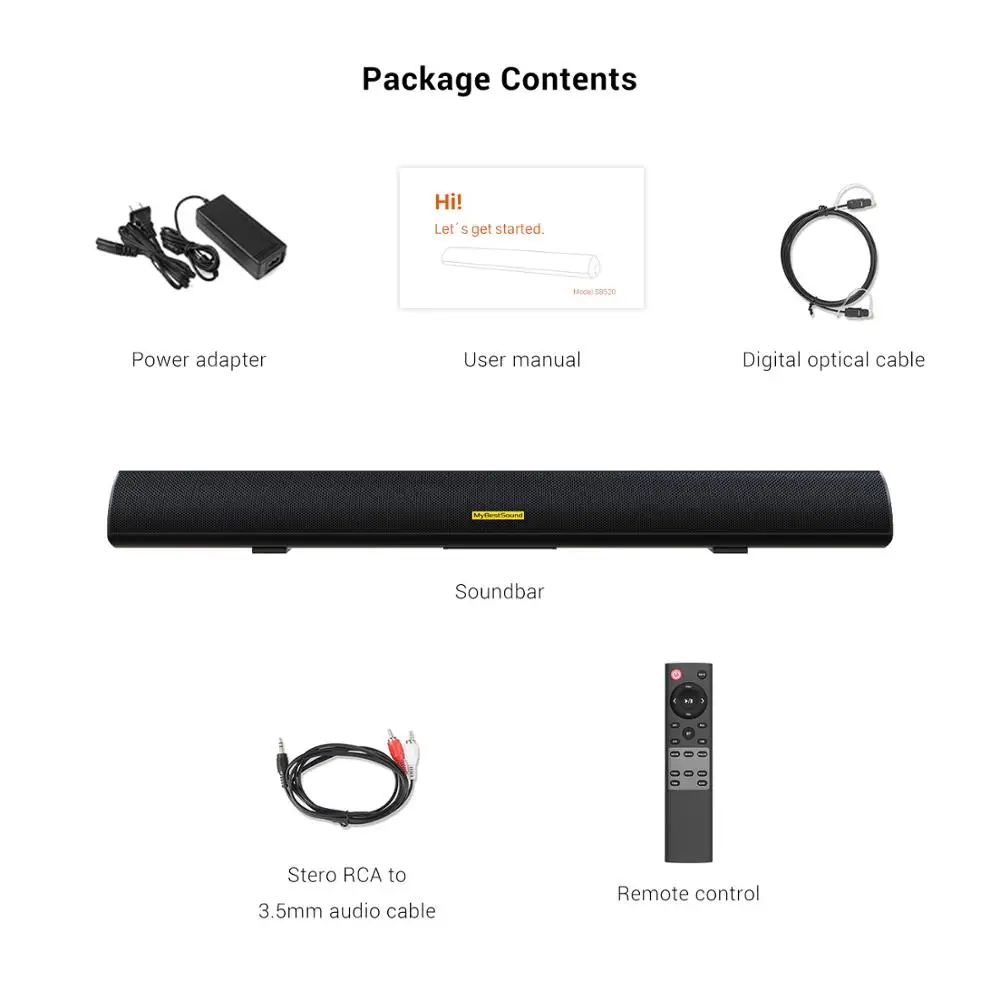 100W Home Theater Sound System 2.0 Soundbar TV