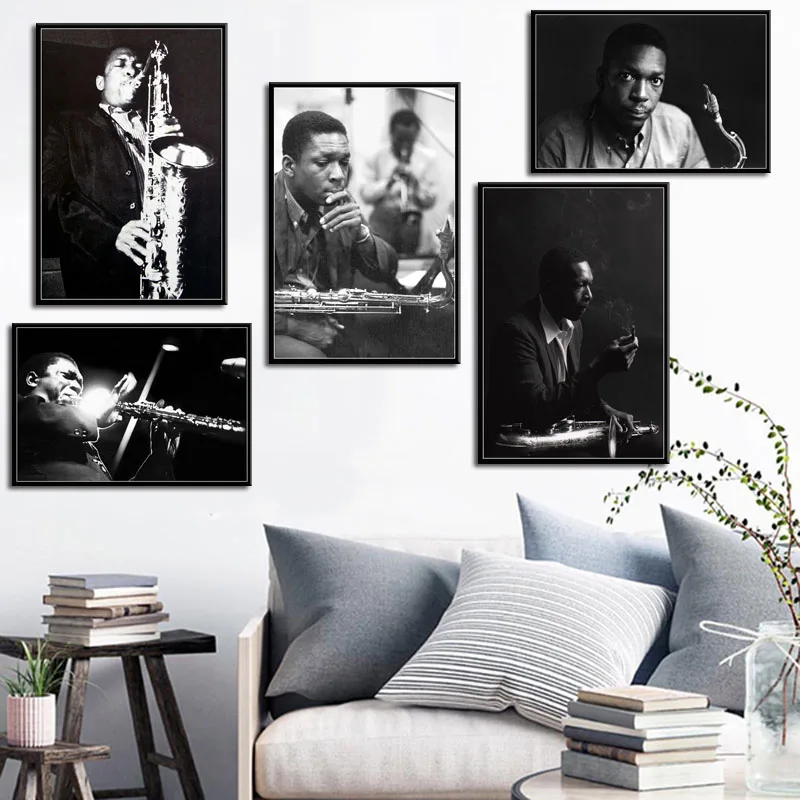 Музыкант John Coltrane Jazz музыка певец звезда искусство холст живопись Постер