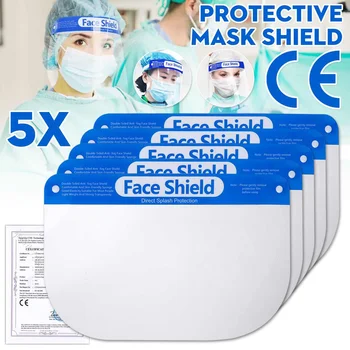 

5PCS Full Face Shield Face Mask Cover Adjustable Lens Visor Protector Protective Flying Spit Anti-droplets Splash-proof