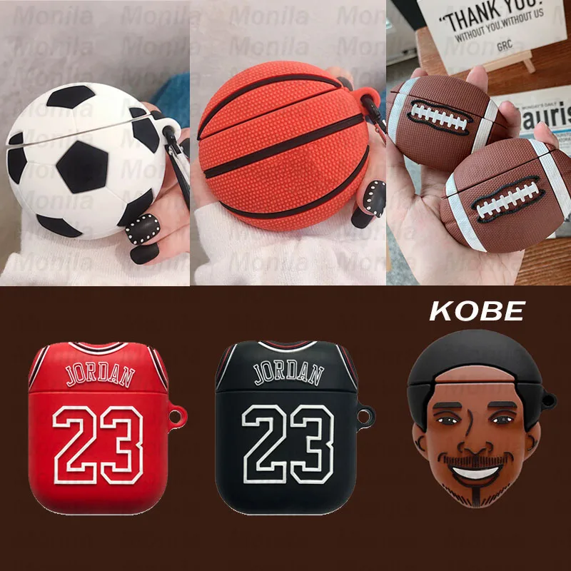 Для AirPod 1 чехол Jordan 23 Kobe Баскетбол Футбол мальчик Мягкий силиконовый для