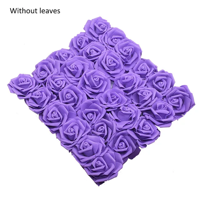 10/20/30 Heads 8CM Artificial PE Foam Rose Flowers Bride Bouquet Flower For Wedding Party Decorative Scrapbooking DIY Flower F16 Purple