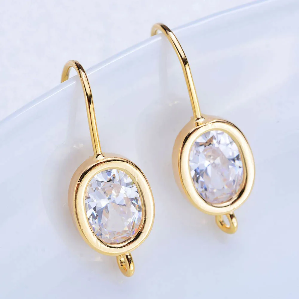 

50pcs Hanger French Wire Earring Clip Earrings Hanging Findings Pave Cubic Zircon DIY 24K Gold Color Earrings Jewelry Making