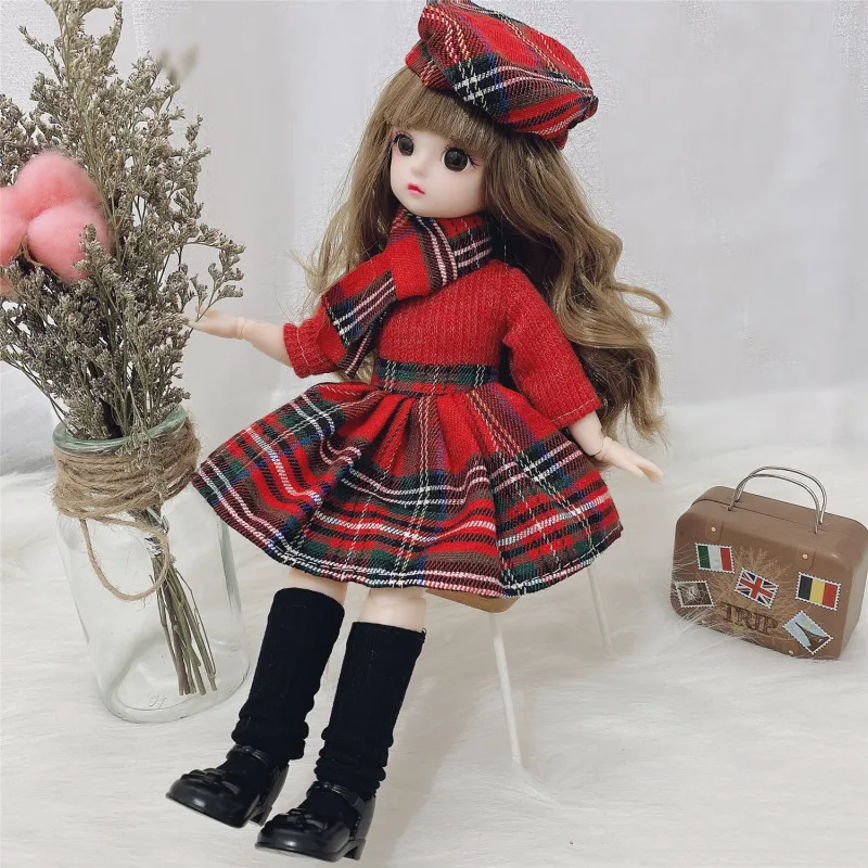 Muñeca BJD de 30 Cm, conjunto de vestido de invierno, 21 articulaciones móviles, maquillaje, bonita, ojos marrones, muñeca con falda nueva de moda, juguete para regalo DIY, 1/6