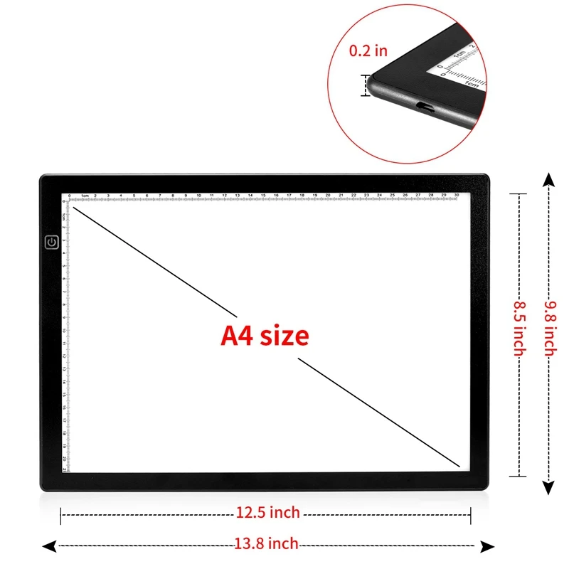 A4 Dimmable светодиодный коврик для рисования с чехлом USB Power светильник ультра тонкий