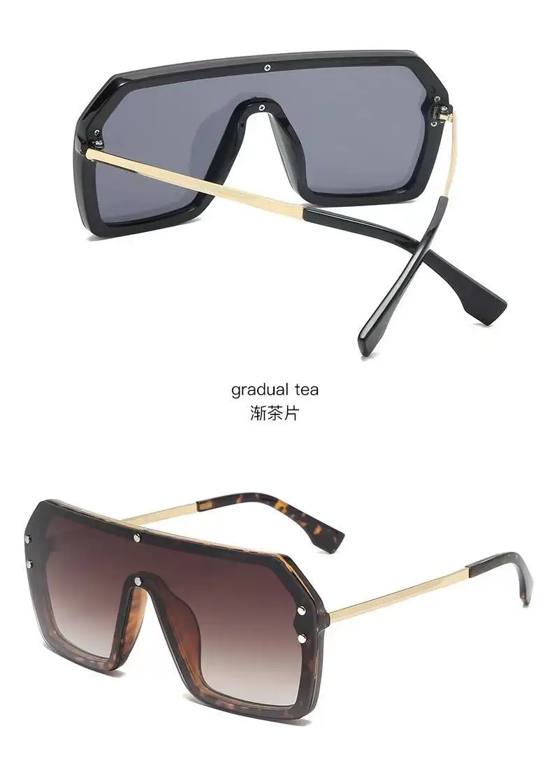 UV400 Fashion Square Trendy Shades Big Frame  Luxury Oversize Mirrored Gradient Men Women Sunglasses