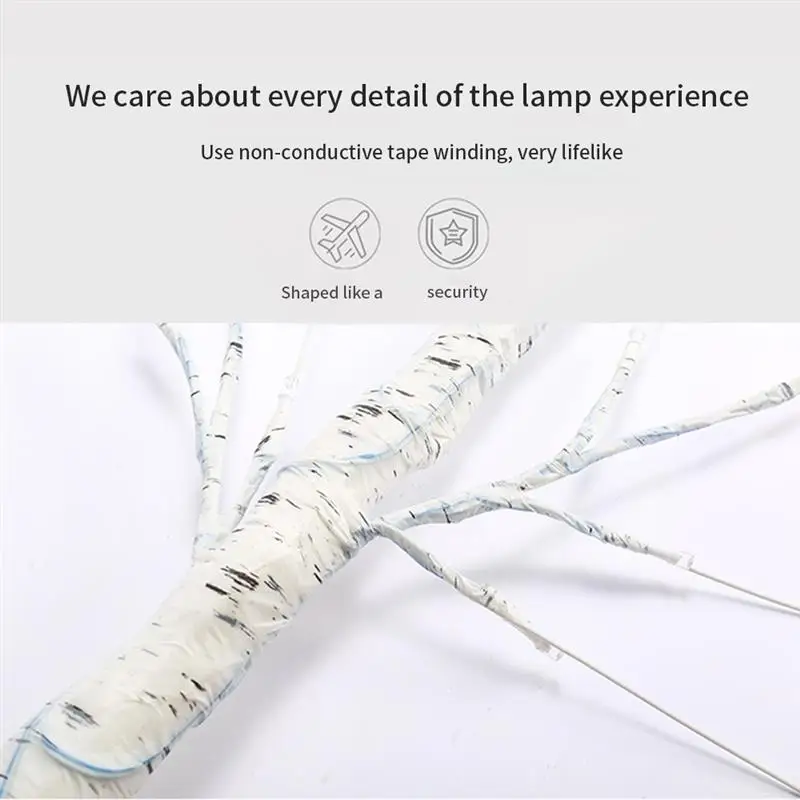 New 60cm LED Silver Birch Twig Tree Lights Warm White Lights White Branches for Christmas Home Party Wedding