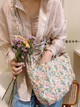 

Original Retro Elegant Small Floral Girl Sweet Large-Capacity All-match One Shoulder Canvas Bag Student Bag