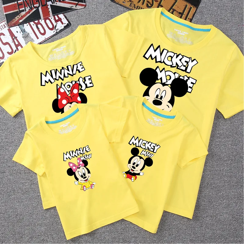Disney Summer Matching Mother Daughter Clothes Mickey Minnie Print Family Look Parent-child Outfit | Мать и ребенок