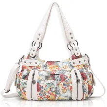 ¡Novedad de 2020! Bolso Floral para mujer, bolso de hombro con estampado de flores de Color blanco y rosa, de piel sintética Vintage lavada suave para mujer