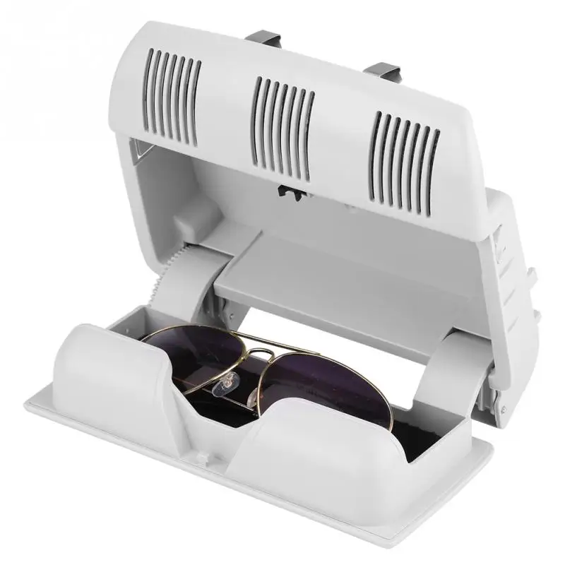 1X Portable Grey Car Auto Interior Roof Sunglasses Storage Clip Case Holder Box