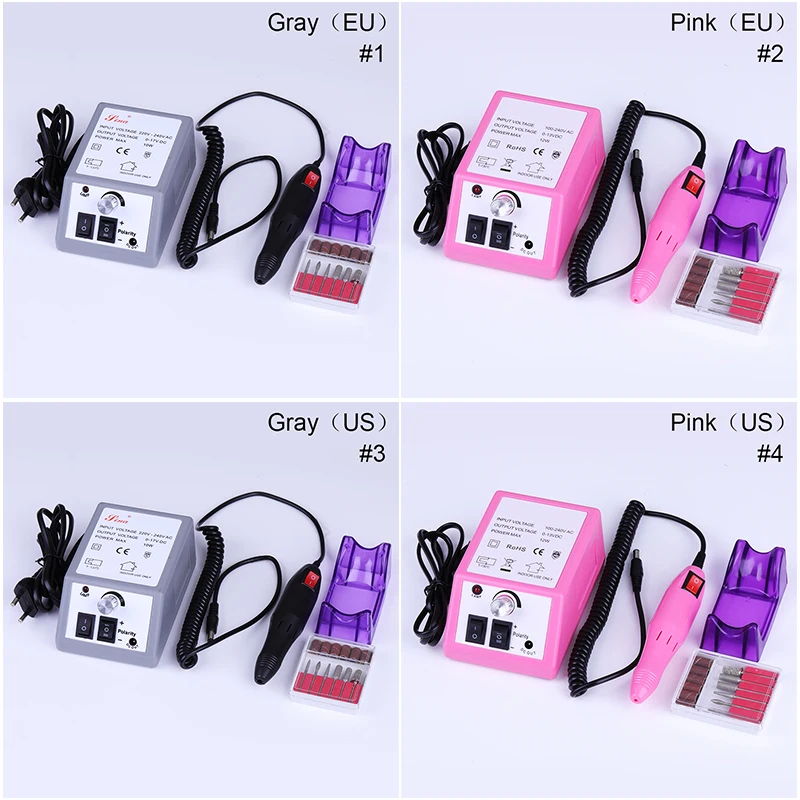 

Pink Gray Electric Nail Drill Machine Nail Art Pedicure Files Tools Kit Nail Polisher Grinding Glazing Machine Nail Art Tool