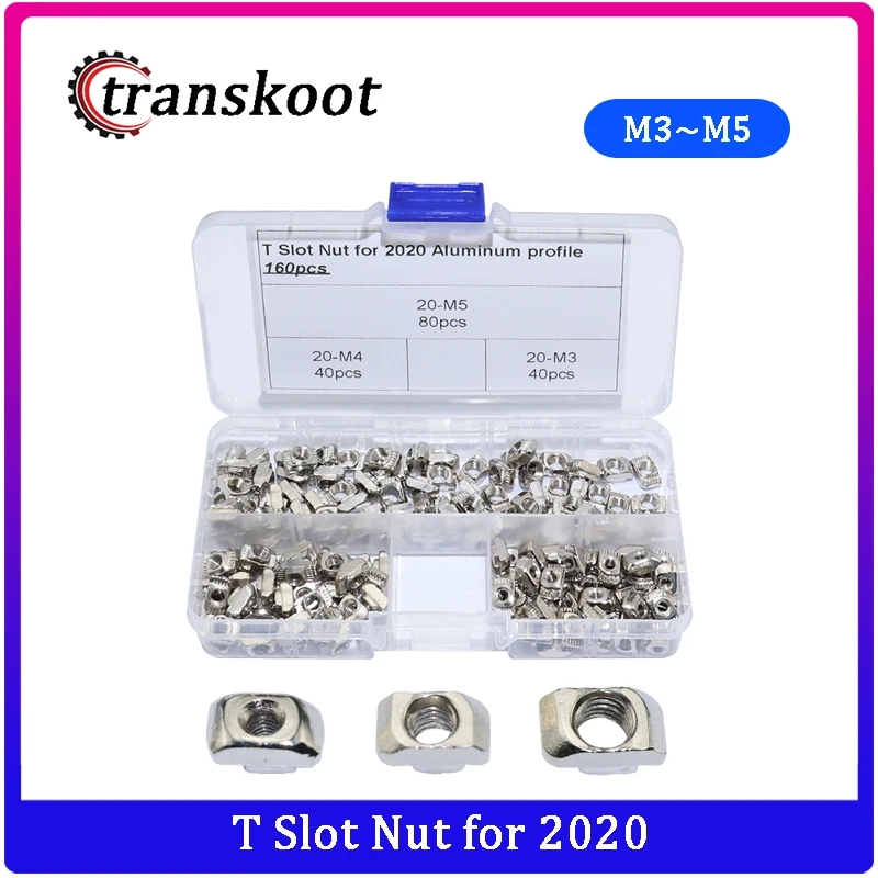 YouU 150 Piezas Serie 2020 M3 M4 M5 Extrusiones Europeas de Aluminio Kit de Surtido de Tuercas de Sujeci/ón de Cabeza de Martillo de Tuerca en T Delgada