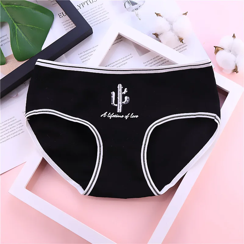 Cotton Panties for Women Cute Briefs Stripes Cactus Print