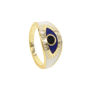 

NEW Promotion Women Geometric Anillos Top Quality blue Enamel Turkish Evil Eye Us Size Fashion Delicate Stunning Simple Ring