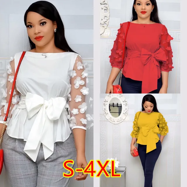 US $10.99 2019 S-4XL Women Fashion Polka Dot Blouses Sexy Mesh Sheer See-through Shirts Gauze Tull Tops Blusa