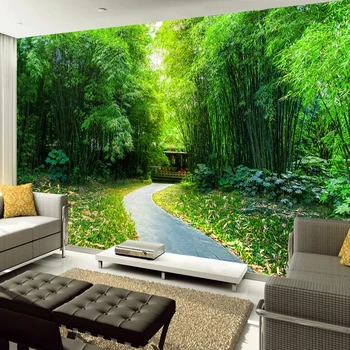 

Custom 3D Photo Wallpaper Natural Landscape Bamboo Forest Small Trail Large Mural Wallpapers For Living Room Bedroom Decoration