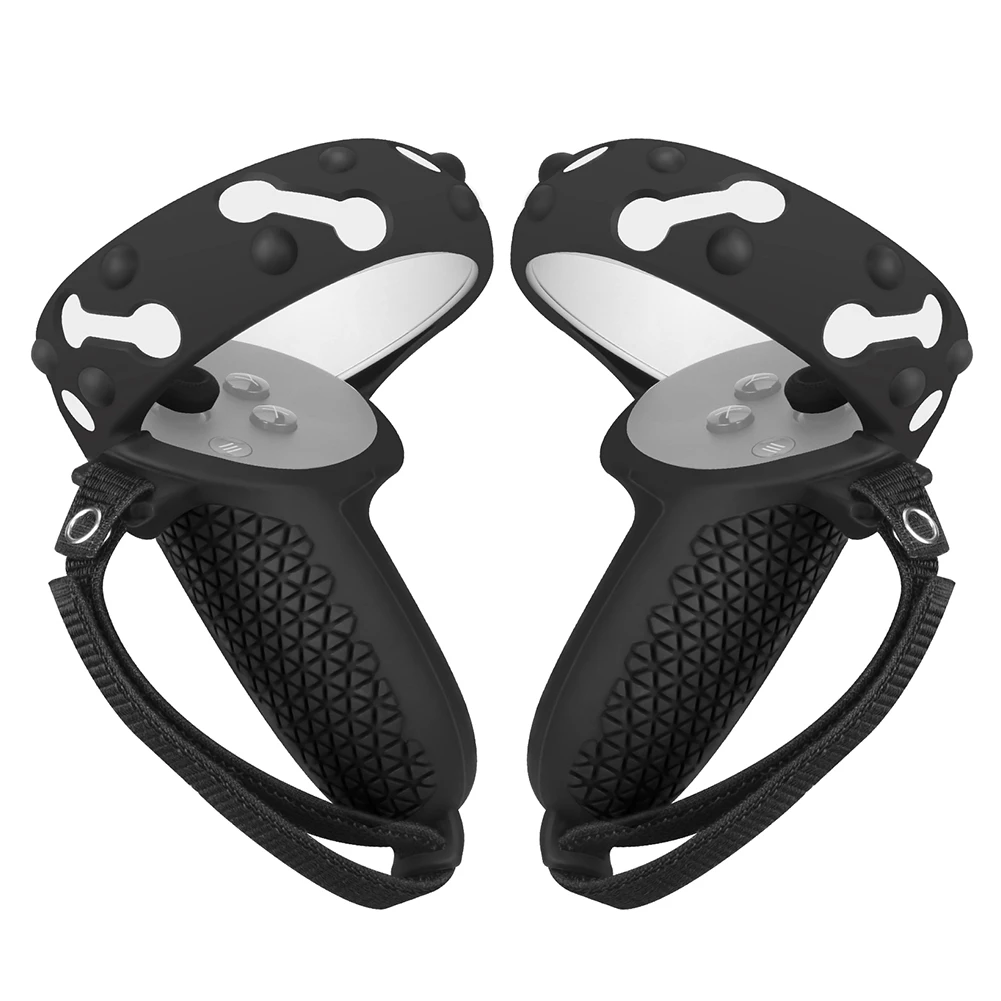 Cubierta protectora de palanca de silicona para Oculus Quest 2 VR Touch, accesorios para mando, con mango de correa para nudillos