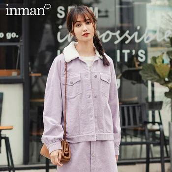 

INMAN 2020 Spring New Arrival Literary Lapel Dropped Shoulder Sleeve Single Breasted Loose Women Coat