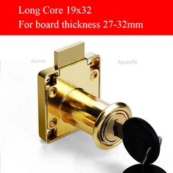 High - Grade Desk Drawer and Cabinet Cam Lock - Silver, Gold, Black Finish with Keys (32mm Golden)