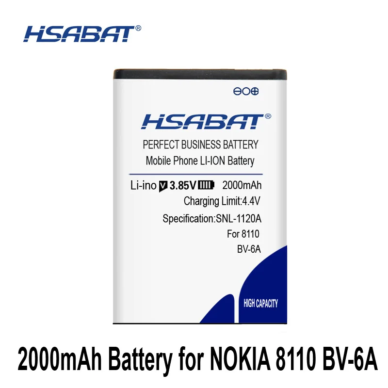 

HSABAT BV-6A 2000mAh Battery for Nokia Banana 2060 3060 5250 C5-03 8110 4G Batteries