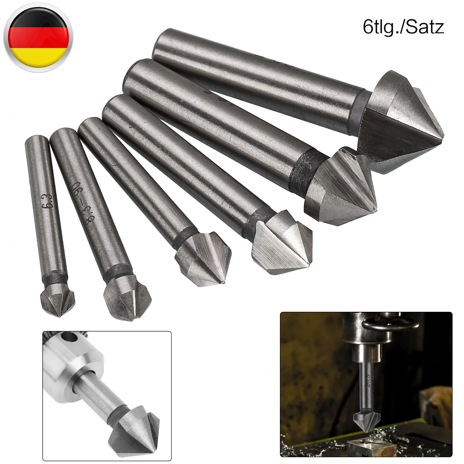 6 tlg 90� Kegelsenker Satz HSS Senker Entgrater 6,3-20,5mm Senkbohrer Werkzeug end mill tool countersunk bit set 6 tlg 90� Kegelsenker Satz HSS Senker Entgrater 6,3-20,5mm Senkbohrer Werkzeug end mill tool countersunk bit set