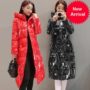 

Winter 2020 Fashion Cotton Padded Jacket Women Thick Print Female Coat Parka Warm Winter Long Jackets Ladies Overcoat