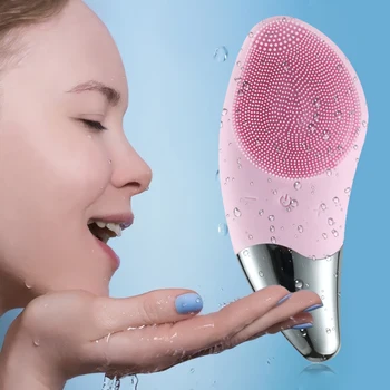 

Silicone Facial Cleansing Brush Ultrasonic Vibration Face Cleansing Instrument Electric Facial Cleansing Massage Brush