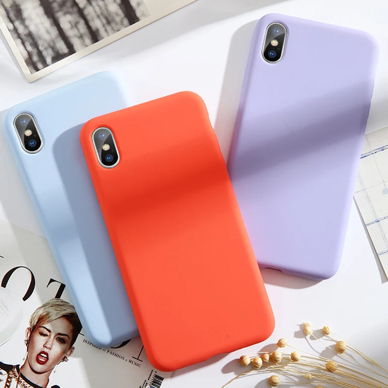 

Original For iPhone X XS MAX XR 6 6S 7 8 Plus Liquid Silicone Phone Case Silky Soft-Touch Finish Back Protective Cover Couqa