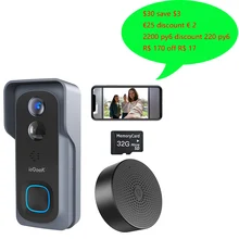 Iegeek – caméra de sonnette Rechargeable, sonnette intérieure à détection de mouvement, Support vocal bidirectionnel, carte SD et stockage Cloud 128 go