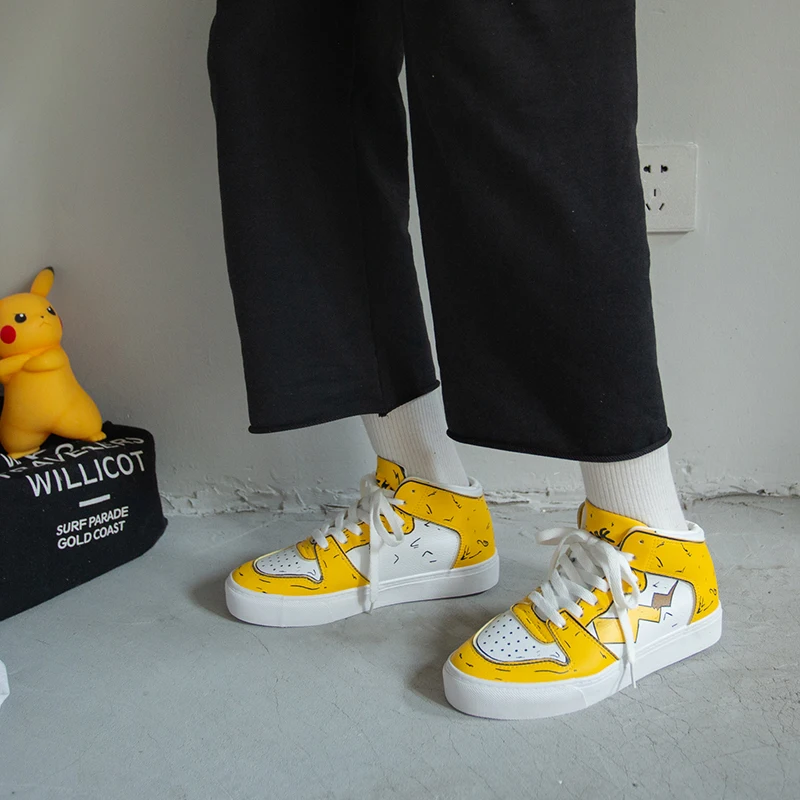 Модная Белая обувь с высоким голенищем; Новинка года; Женская Осенняя обувь на плоской подошве; обувь для студентов; повседневная женская обувь - Цвет: Цвет: желтый