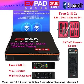 

2020 Upgrade EVPAD 3Plus 32GB EVBOX 3R+ 16GB 3S 8GB IPTV 6K Android 7.0 TV Box, Smart Media Player for Asian Free Live Channels
