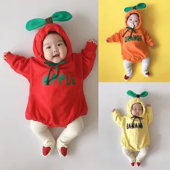 

New Born Baby Clothes Infant Baby Girls Boys Letter Thick Warm Hooded Romper Clothes Roupas Kids Winter Cotton Clothing 3M-24M