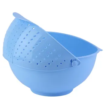 

3 in 1 Clamshell Rice Fruit Vegetable Wash Strainer Sieve Kitchen Tool Fruit / Vegetable Bowl