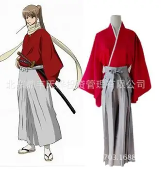 

Anime GINTAMA Okita Sougo cosplay costume Mens Japanese kendo kimono uniform suit halloween cosplay party outfit